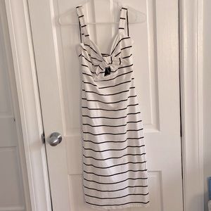Black and white striped bodycon dress